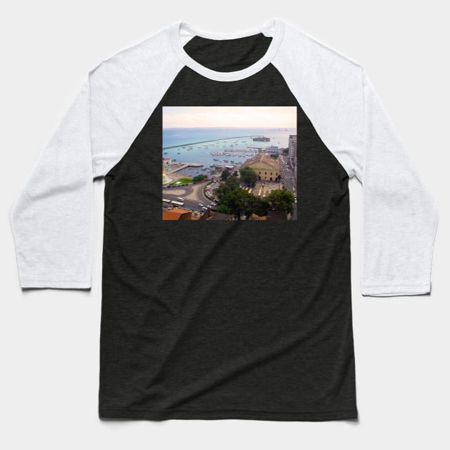 Mar da Bahia Fortification of Saint Marcelo and Mercado Modelo Baseball T-Shirt by Marccelus